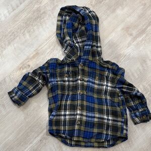 Old Navy Kids Plaid Button Down Shirt - Blue and Green